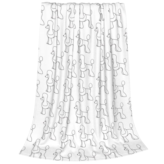 Bixox Fleece Blanket Poodle Dog Pattern Super Soft Double-Sided Microfiber Flannel Blanket for Sofa, Bed, Couch, Suitable for All Seasons - 50"x40"