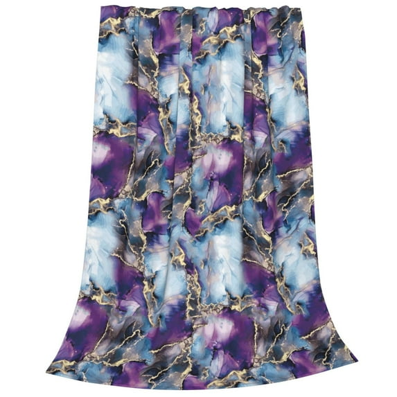Bixox Fleece Blanket Purple Marble Texture Pattern Super Soft Double-Sided Microfiber Flannel Blanket for Sofa, Bed, Couch,Suitable for All Seasons - 80"x60"