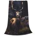 thumbnail image 1 of Bixox Fleece Blanket Regal Stag In Forest Pattern Super Soft Double-Sided Microfiber Flannel Blanket for Sofa, Bed, Couch,Suitable for All Seasons - 50"x40", 1 of 5