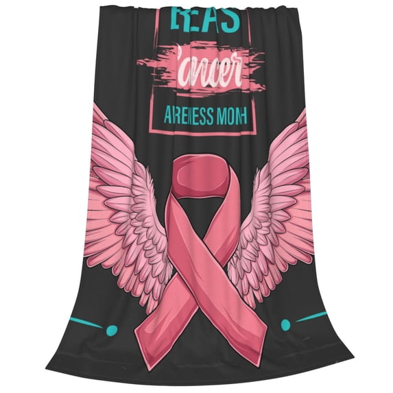 Bixox Fleece Blanket Ribbon With Angel Wings Pattern Super Soft Double-Sided Microfiber Flannel Blanket for Sofa, Bed, Couch,Suitable for All Seasons - 80"x60"