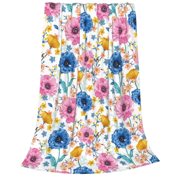 Bixox Fleece Blanket Rose Flowers Pattern Super Soft Double-Sided Microfiber Flannel Blanket for Sofa, Bed, Couch,Suitable for All Seasons -