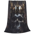 thumbnail image 1 of Bixox Fleece Blanket Royal Skull With Golden Crown Pattern Super Soft Double-Sided Microfiber Flannel Blanket for Sofa, Bed, Couch,Suitable for All Seasons - 60"x50", 1 of 5