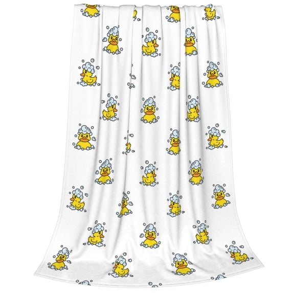 Bixox Fleece Blanket Rubber Duck Showe Pattern Super Soft Double-Sided Microfiber Flannel Blanket for Sofa, Bed, Couch,Suitable for All Seasons - 40"x30"