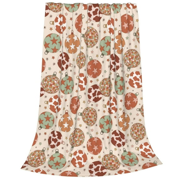 Bixox Fleece Blanket Rustic Christmas Ornaments Pattern Super Soft Double-Sided Microfiber Flannel Blanket for Sofa, Bed, Couch,Suitable for All Seasons - 60"x50"