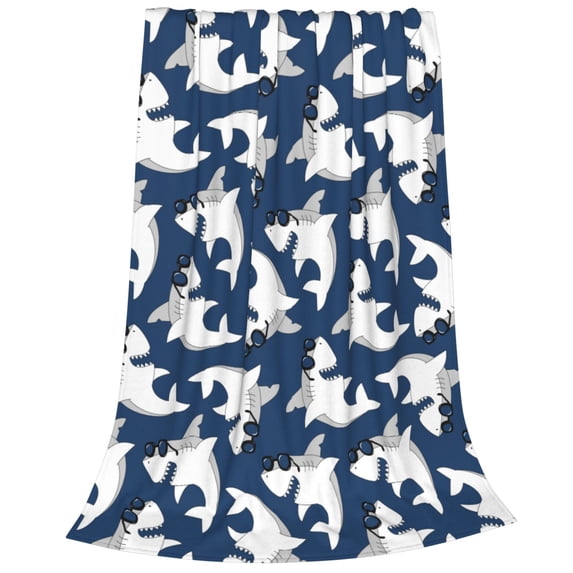 Bixox Fleece Blanket Shark Pattern Super Soft Double-Sided Microfiber Flannel Blanket for Sofa, Bed, Couch, Suitable for All Seasons -