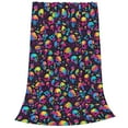 Bixox Fleece Blanket Skull rainbow color mushroom Pattern Super Soft