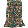 Bixox Fleece Blanket Snake And Flower Pattern Super Soft DoubleSided