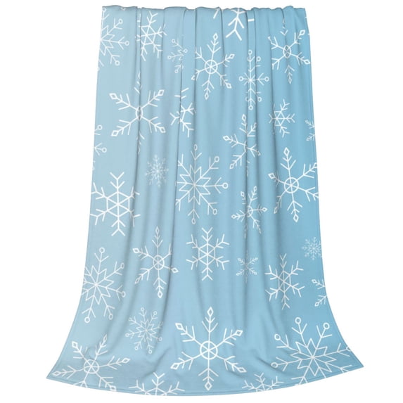 Bixox Fleece Blanket Snowflake Snowing Pattern Super Soft Double-Sided Microfiber Flannel Blanket for Sofa, Bed, Couch,Suitable for All Seasons - 50"x40"