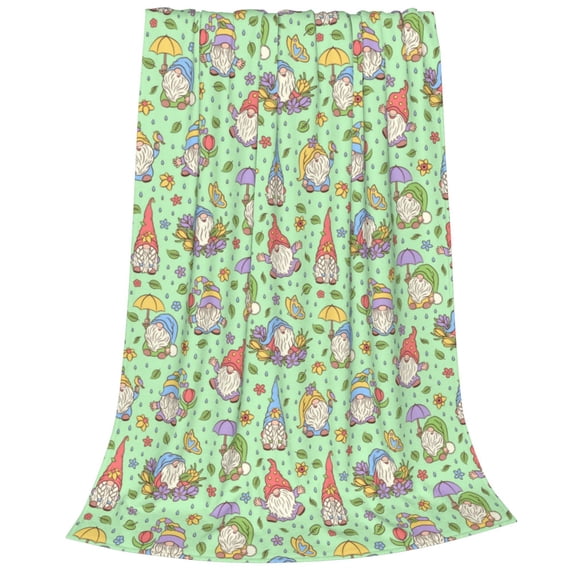 Bixox Fleece Blanket Spring Gnomes Pattern Super Soft Double-Sided Microfiber Flannel Blanket for Sofa, Bed, Couch, Suitable for All Seasons - 50"x40"