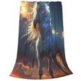 thumbnail image 1 of Bixox Fleece Blanket Starry Light White Horse Pattern Super Soft Double-Sided Microfiber Flannel Blanket for Sofa, Bed, Couch,Suitable for All Seasons - 60"x50", 1 of 5