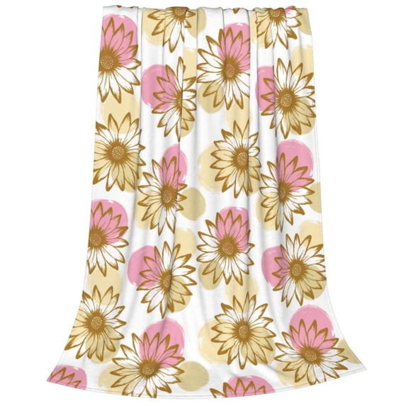 Bixox Fleece Blanket Sunflowers Pattern Super Soft Double-Sided Microfiber Flannel Blanket for Sofa, Bed, Couch,Suitable for All Seasons - 60"x50"
