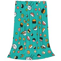 Bixox Fleece Blanket Sushi Pattern Super Soft Double-Sided Microfiber Flannel Blanket for Sofa, Bed, Couch,Suitable for All Seasons -