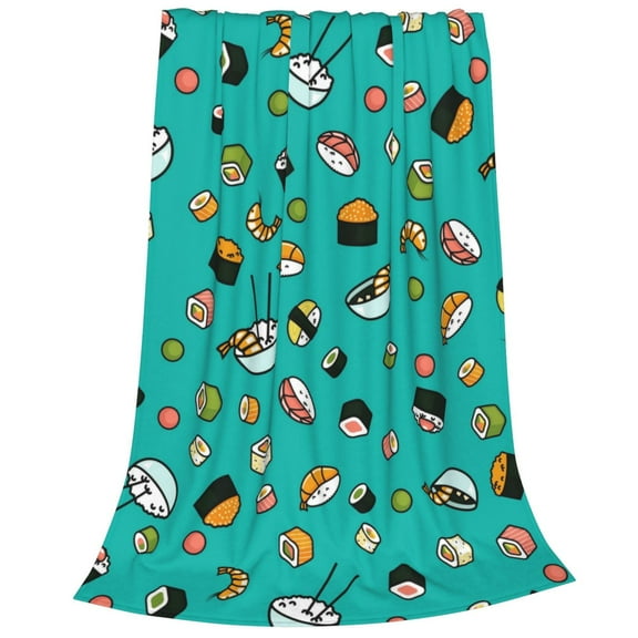 Bixox Fleece Blanket Sushi Pattern Super Soft Double-Sided Microfiber Flannel Blanket for Sofa, Bed, Couch,Suitable for All Seasons -