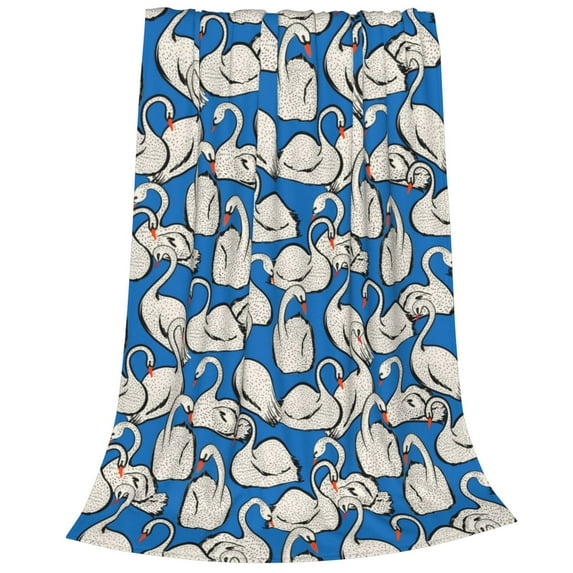Bixox Fleece Blanket Swan Birds Pattern Super Soft Double-Sided Microfiber Flannel Blanket for Sofa, Bed, Couch,Suitable for All Seasons - 50"x40"