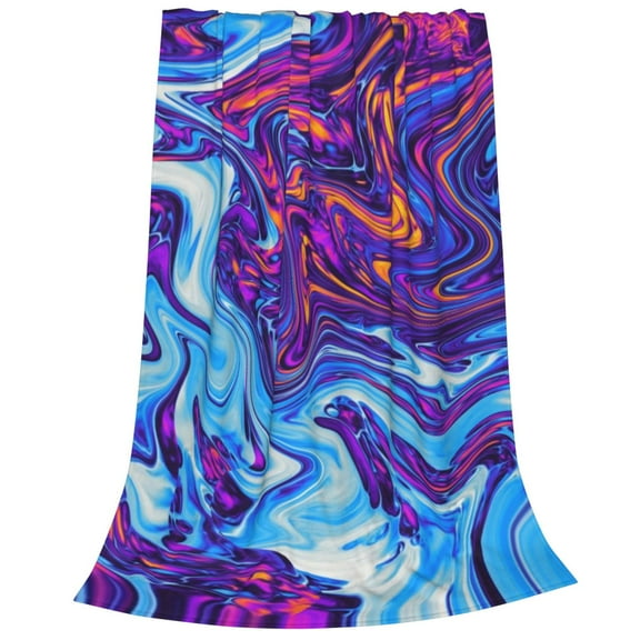 Bixox Fleece Blanket Swirl Print Blue Purple Pattern Super Soft Double-Sided Microfiber Flannel Blanket for Sofa, Bed, Couch,Suitable for All Seasons - 40"x30"