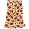 thumbnail image 1 of Bixox Fleece Blanket Thanksgiving Turkey and Pumpkin Pattern Super Soft Double-Sided Microfiber Flannel Blanket for Sofa, Bed, Couch,Suitable for All Seasons - 80"x60", 1 of 5