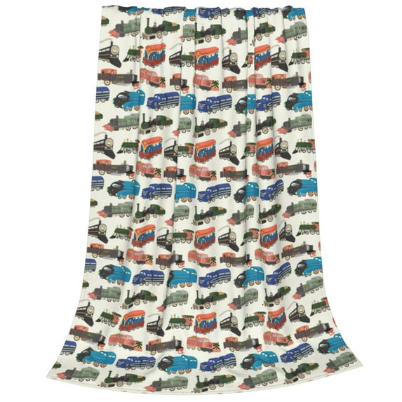 Bixox Fleece Blanket Train Pattern Super Soft Double-Sided Microfiber Flannel Blanket for Sofa, Bed, Couch,Suitable for All Seasons - 80"x60"
