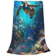 thumbnail image 1 of Bixox Fleece Blanket Underwater Fish Turtle Pattern Super Soft Double-Sided Microfiber Flannel Blanket for Sofa, Bed, Couch,Suitable for All Seasons - 50"x40", 1 of 5