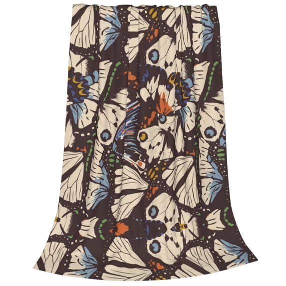 Bixox Fleece Blanket Vector Butterflies Pattern Super Soft Double-Sided Microfiber Flannel Blanket for Sofa, Bed, Couch, Suitable for All Seasons - 80"x60"