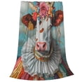 thumbnail image 1 of Bixox Fleece Blanket Vintage Colorful Floral Cow Pattern Super Soft Double-Sided Microfiber Flannel Blanket for Sofa, Bed, Couch,Suitable for All Seasons - 60"x50", 1 of 5