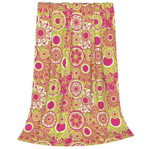 Bixox Fleece Blanket Yellow Flowers Pattern Super Soft Double-Sided Microfiber Flannel Blanket for Sofa, Bed, Couch,Suitable for All Seasons - 80"x60"