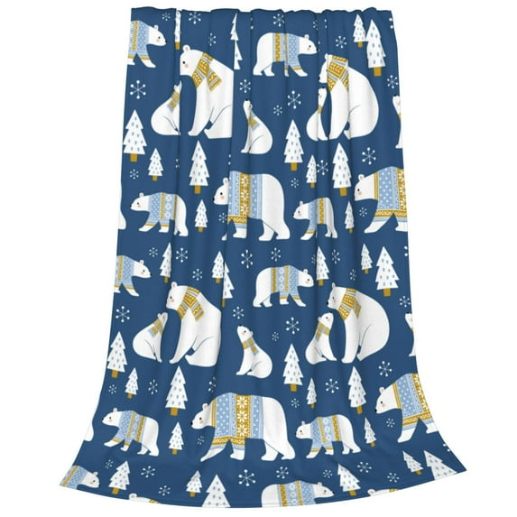 Bixox Fleece Blanket cute winter bear Pattern Super Soft Double-Sided Microfiber Flannel Blanket for Sofa, Bed, Couch,Suitable for All Seasons - 50"x40"