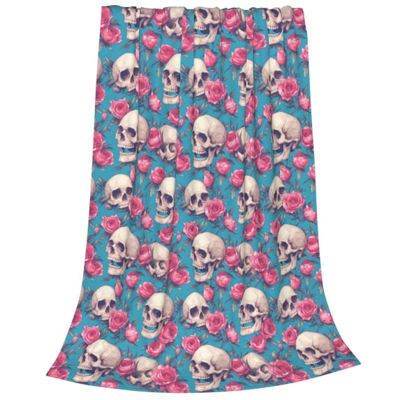 Bixox Fleece Blanket happy Skull rose Pattern Super Soft Double-Sided Microfiber Flannel Blanket for Sofa, Bed, Couch,Suitable for All Seasons - 60"x50"