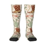 Bixox Floral Cowboy Boots Patterned Men's and Women's Knee Socks High Socks Outdoor Sports Socks