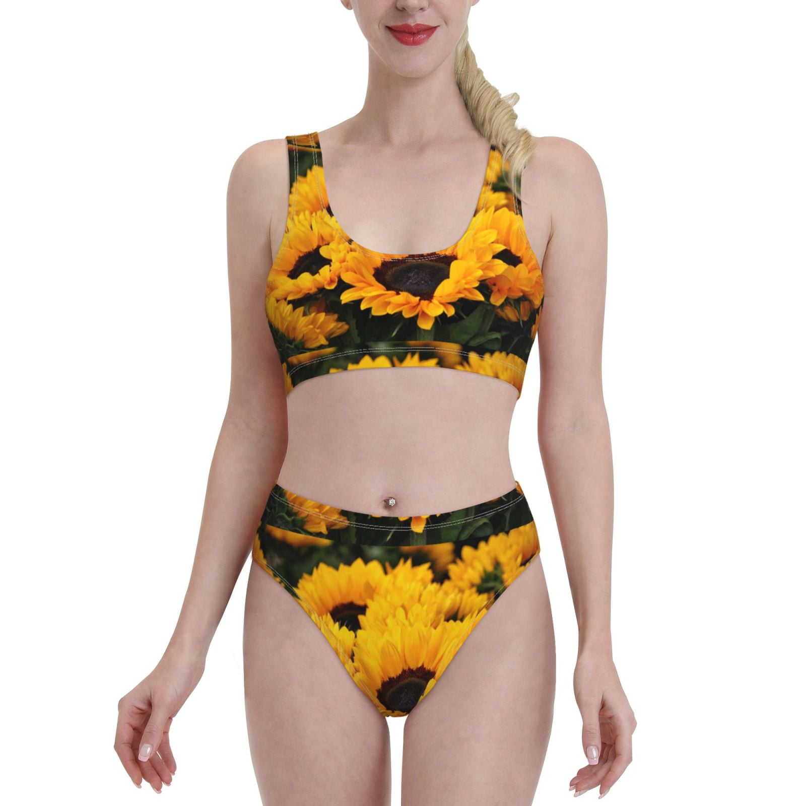 Bixox Flower Bush Sunflower Pattern Two-Piece Sports Bikini