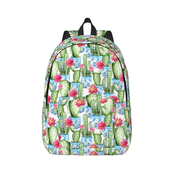 Bixox Flowers and Cactus Printing Canvas Backpack Lightweight Casual Travel Backpack School Backpack Fits 15.6 Inch Notebook