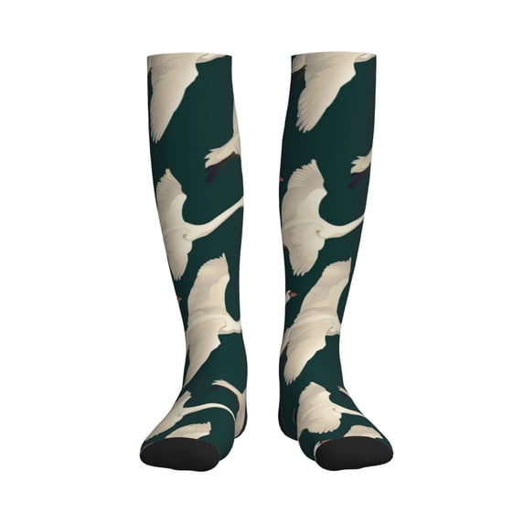 Bixox Flying Swans Print Compression Socks,Compression Socks Women & Men Circulation for Medical,Running,Athletic
