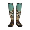 thumbnail image 1 of Bixox Forest Maple Leaf Husky Print Compression Socks,Compression Socks Women & Men Circulation for Medical,Running,Athletic, 1 of 7