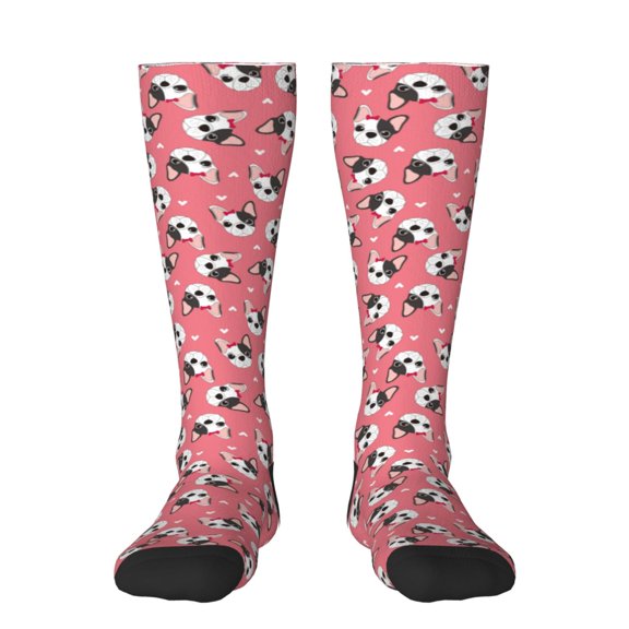 Bixox French Bulldog Face Patterned Men's and Women's Knee Socks High Socks Outdoor Sports Socks