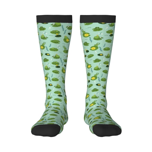Bixox Froggs In The Lake Patterned Men's and Women's Knee Socks High Socks Outdoor Sports Socks