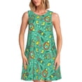 thumbnail image 1 of Bixox Funny Animals in Jungle Print Women's Sleeveless A-Line Dress with Pockets, Casual Knee-Length Tank Dress for Summer-Small, 1 of 7