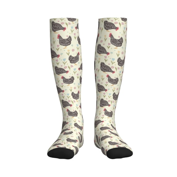 Bixox Funny Chicken Print Compression Socks,Compression Socks Women & Men Circulation for Medical,Running,Athletic