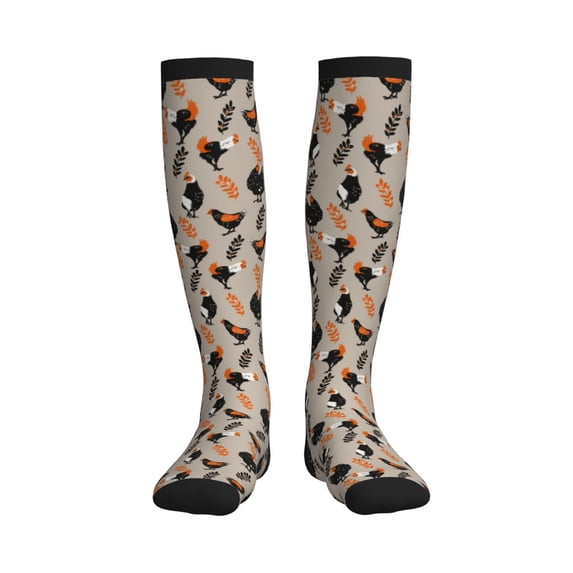 Bixox Funny Chicken Print Compression Socks,Compression Socks Women & Men Circulation for Medical,Running,Athletic