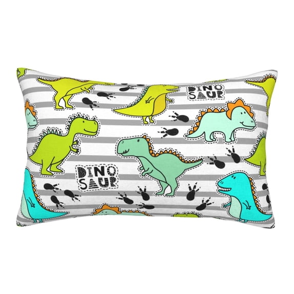 Bixox Funny Dinosaurs on Stripes Printed Pillow Protector,Super Soft Ideal for Home,Guests,Rentals - 14"x20"