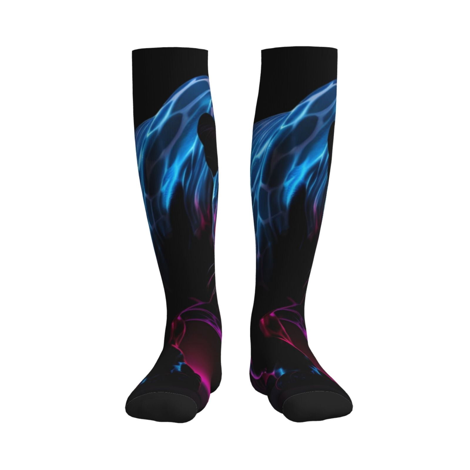Bixox Futuristic Purple Panther Print Compression Socks,Compression ...