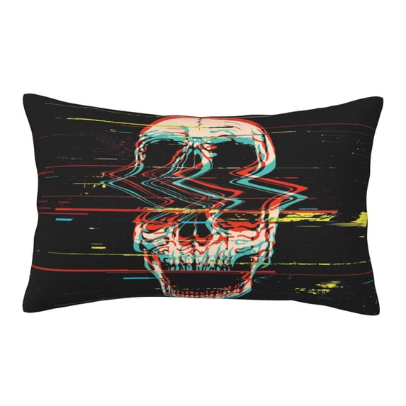Bixox Glitch Screaming Skull Printed Pillow Protector,Super Soft Ideal for Home,Guests,Rentals - 16"x24"