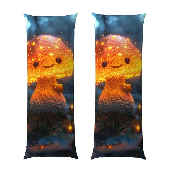 Bixox Glowing Mushroom In Forest Print Body Pillow Cover with Zipper Closure, Cozy Fuzzy Fleece Body Pillow Case Cover 20 x 54 Inches,Long Body Pillow Pillowcase