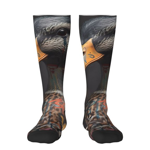 Bixox Graffiti Cool Duck Patterned Men's and Women's Knee Socks High Socks Outdoor Sports Socks