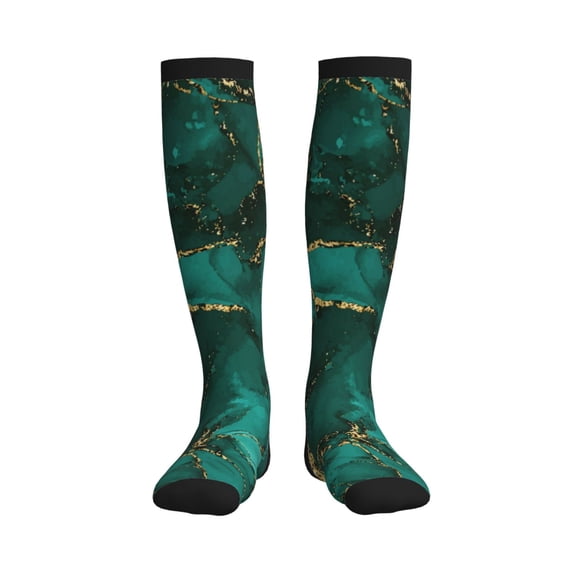 Bixox Green Gold Glitter Print Compression Socks,Compression Socks Women & Men Circulation for Medical,Running,Athletic