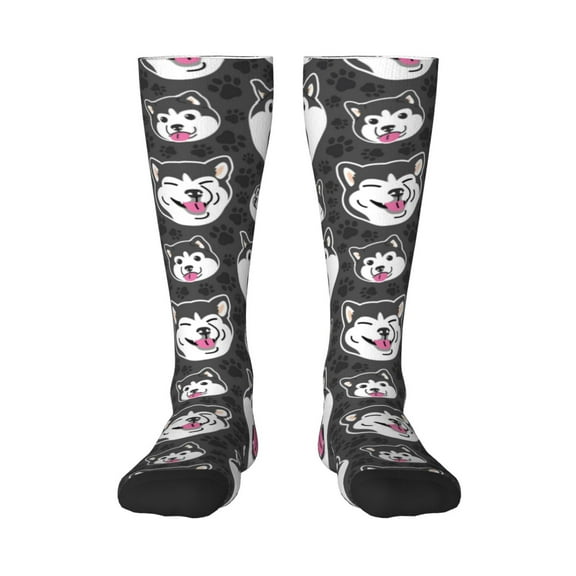 Bixox HUSKY Face Patterned Men's and Women's Knee Socks High Socks Outdoor Sports Socks