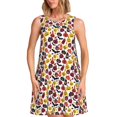thumbnail image 1 of Bixox Halloween Pumpkin Print Women's Sleeveless A-Line Dress with Pockets, Casual Knee-Length Tank Dress for Summer-Large, 1 of 7