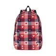thumbnail image 1 of Bixox Heart Plaid Printing Canvas Backpack Lightweight Casual Travel Backpack School Backpack Fits 15.6 Inch Notebook, 1 of 5