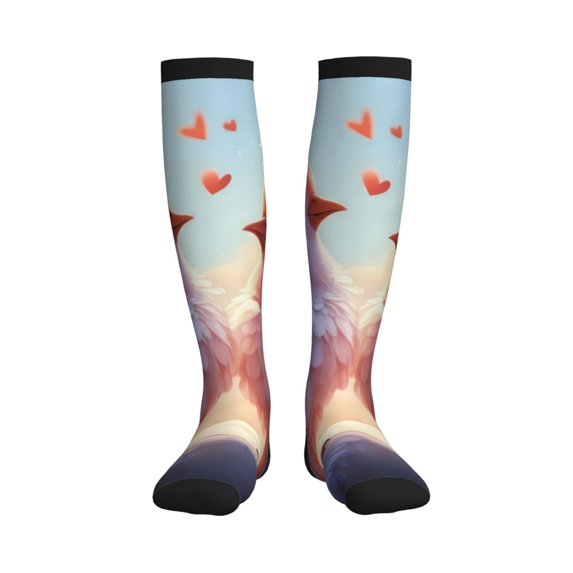 Bixox Heart Sky Bird Couple Print Compression Socks,Compression Socks Women & Men Circulation for Medical,Running,Athletic