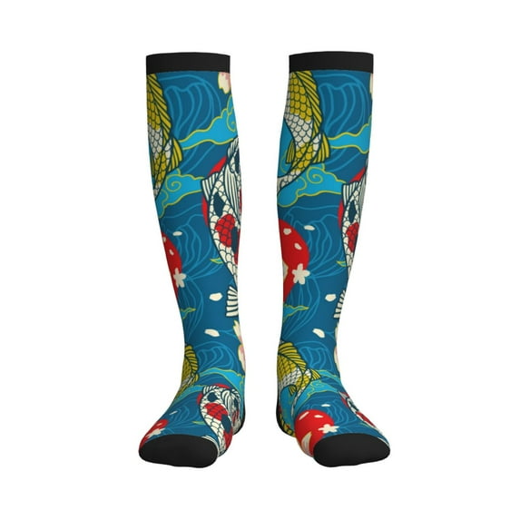 Bixox Japanese Koi Print Compression Socks,Compression Socks Women & Men Circulation for Medical,Running,Athletic