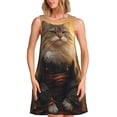 thumbnail image 1 of Bixox Lakeside Flower Field Cat Print Women's Sleeveless A-Line Dress with Pockets, Casual Knee-Length Tank Dress for Summer-3X-Large, 1 of 7