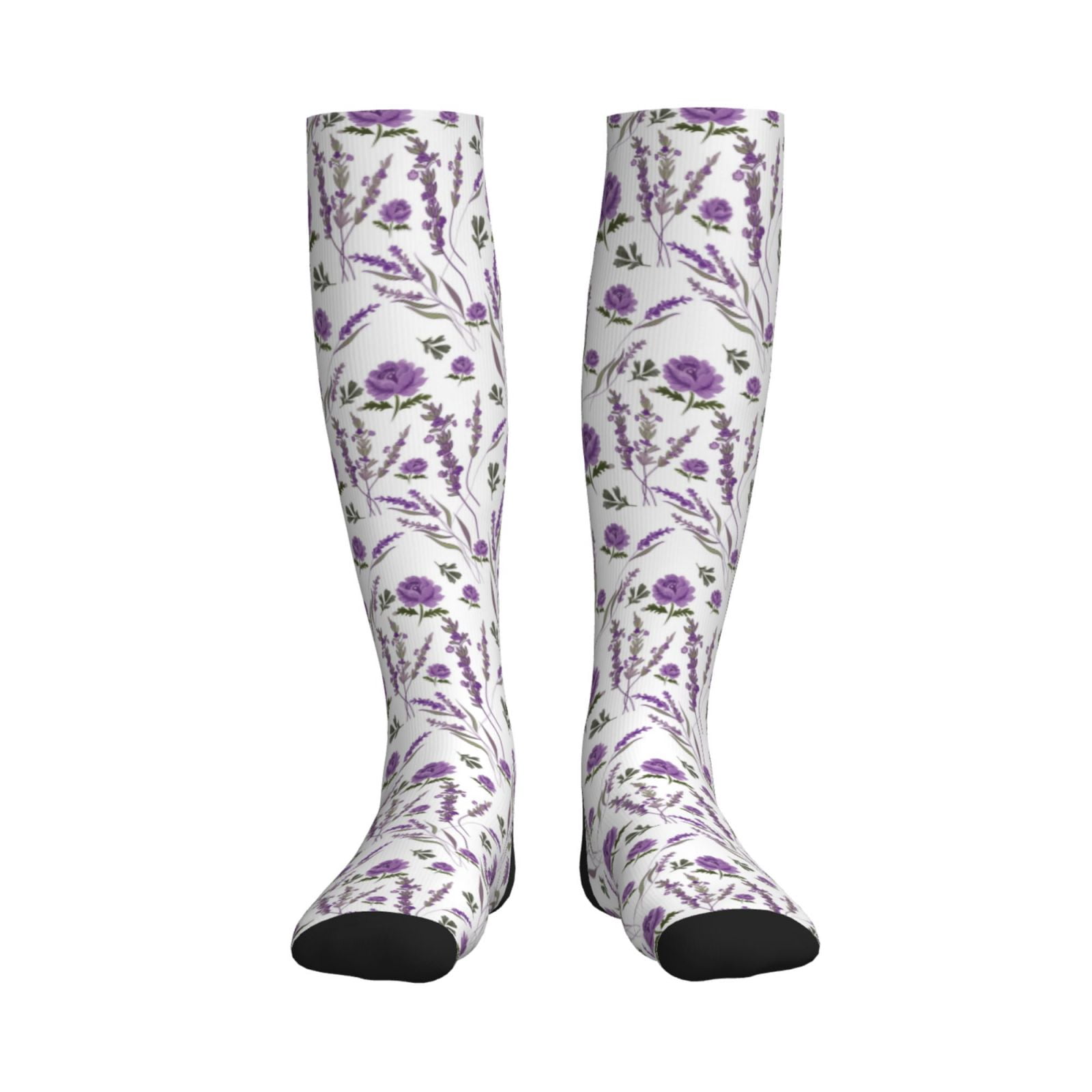 Bixox Lavender Flowers Print Compression Socks,Compression Socks Women ...